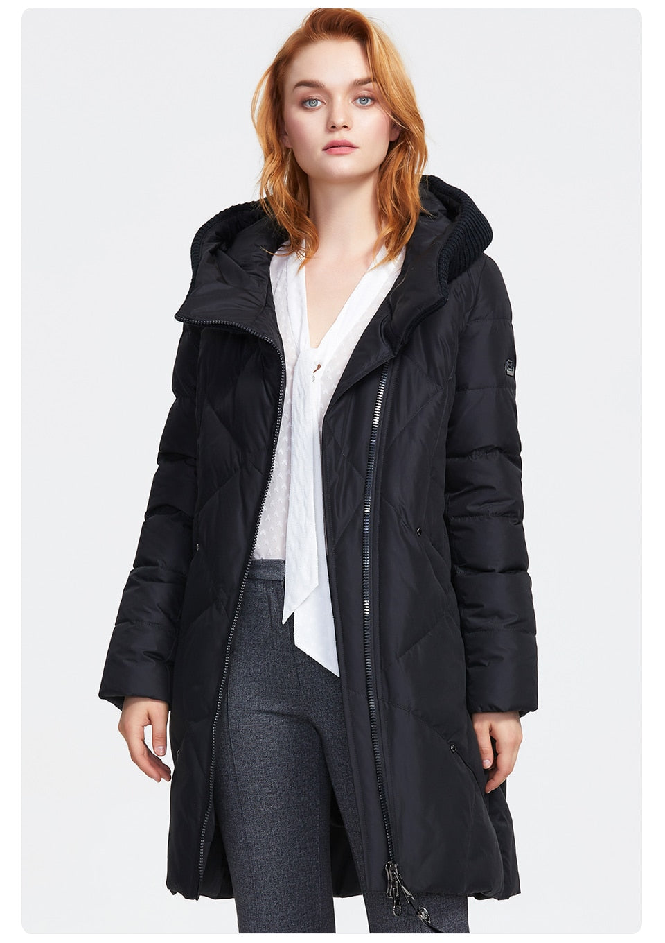 thick cotton long fashion down jacket woman