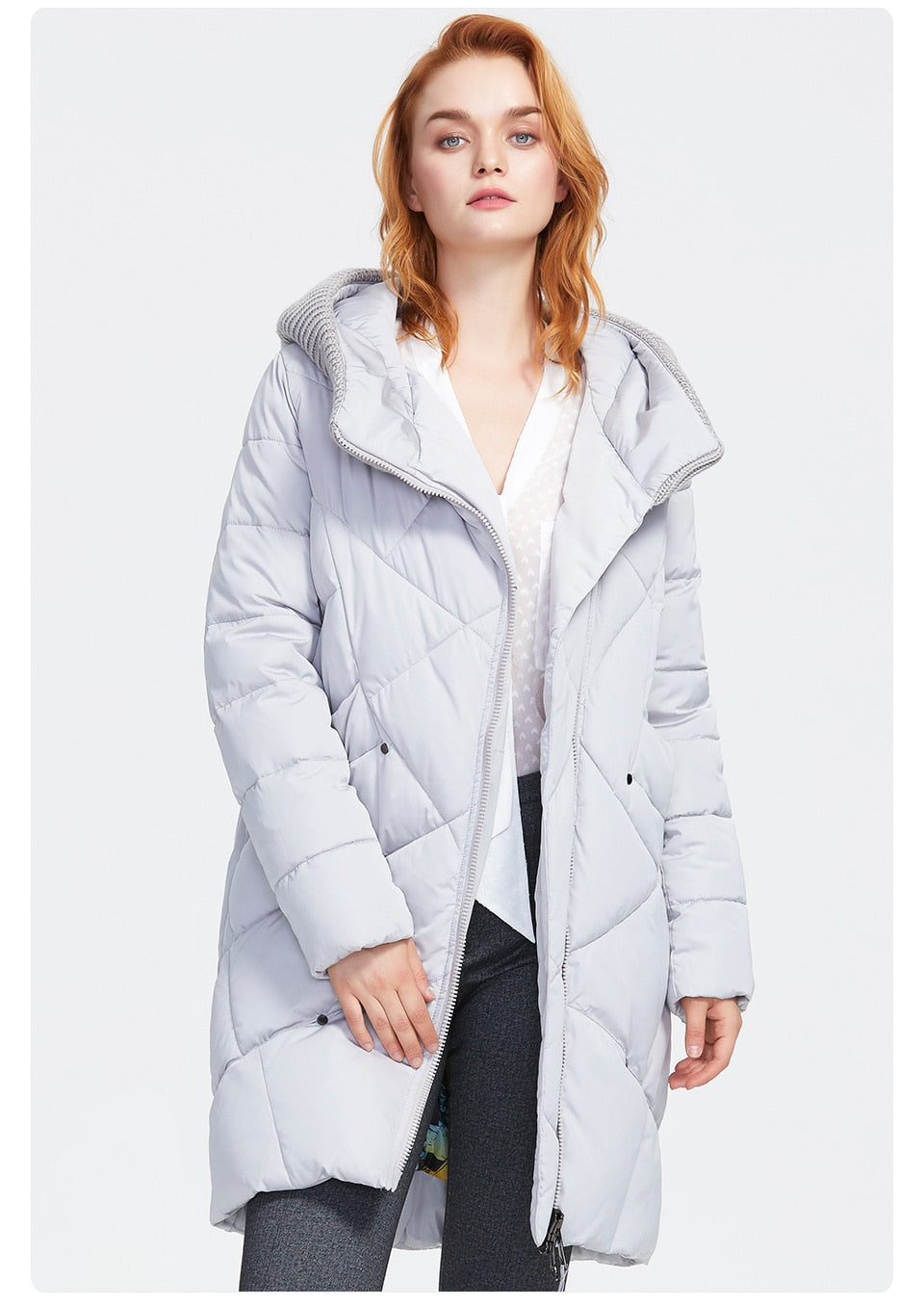 thick cotton long fashion down jacket woman