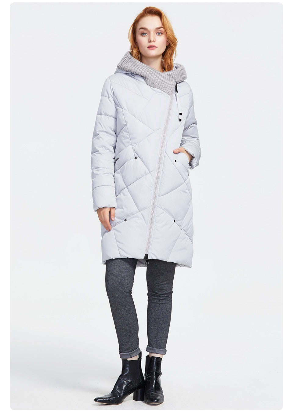 thick cotton long fashion down jacket woman