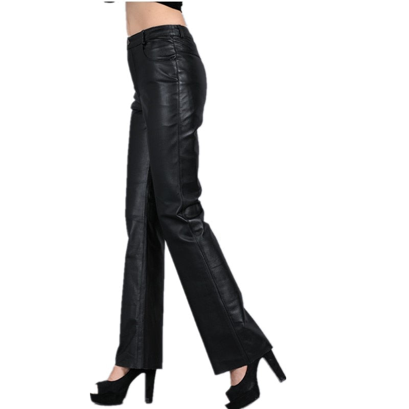 Sheepskin Pants Mid Waist Casual Pants Women