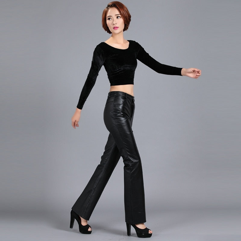 Sheepskin Pants Mid Waist Casual Pants Women