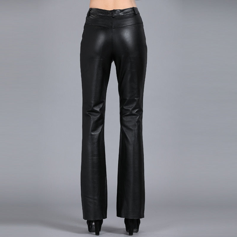 Sheepskin Pants Mid Waist Casual Pants Women