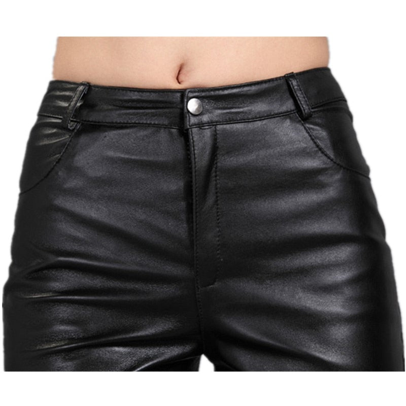 Sheepskin Pants Mid Waist Casual Pants Women