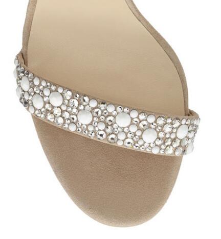 Crystal Embellished White High Heels Sandals - LiveTrendsX