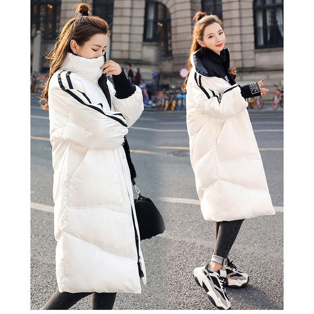 Women's Winter Coat Parka Long Loose Casual Fashion Striped Hooded Thick Warm Windbreaker 2020 new Coat - LiveTrendsX