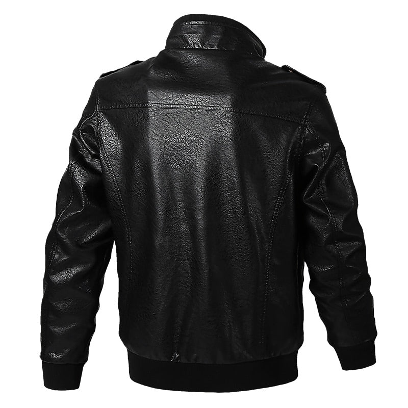 Men's New Leather Jacket Classic Embroidery