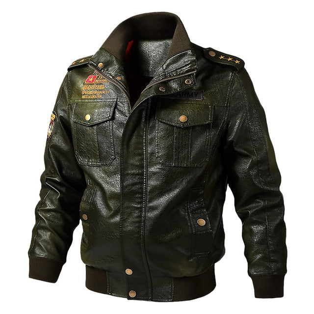 Men's New Leather Jacket Classic Embroidery