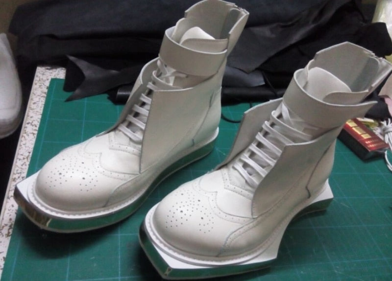 New Fashion Runway Genuine Leather Ankle Boots Men