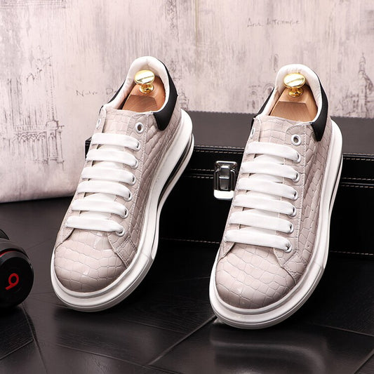 Europe trend Air cushion Hip-hop men platform shoes leather loafers skateboard shoes sneakers - LiveTrendsX