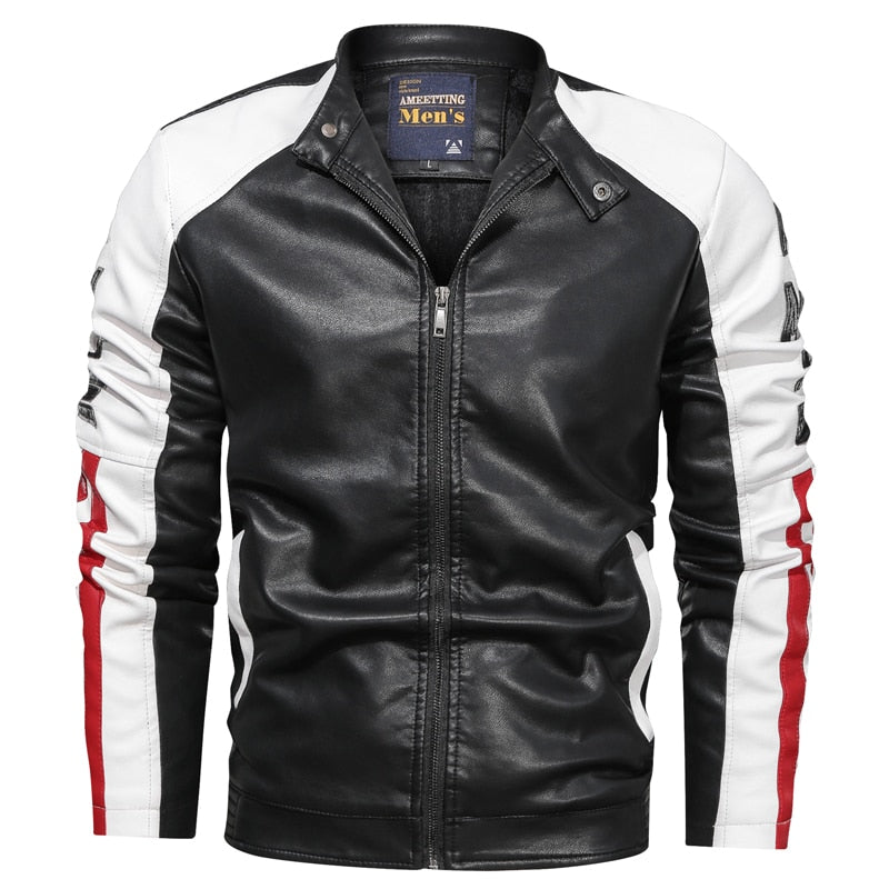 Men's Motorcycle Leather Jacket Biker Outwear