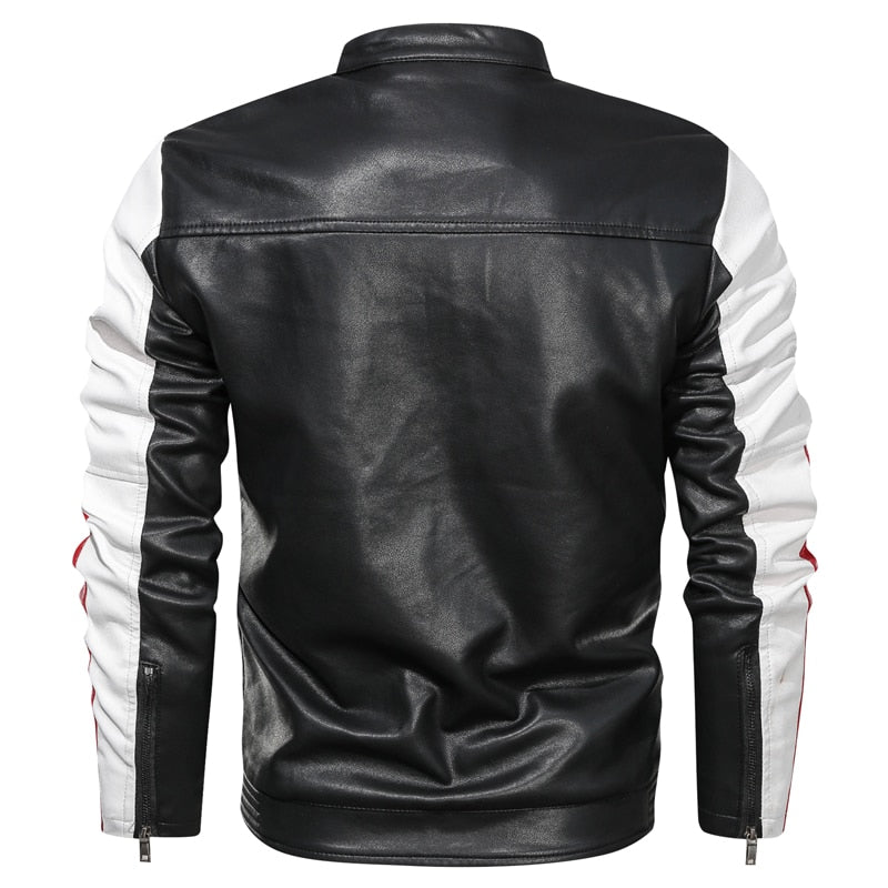 Men's Motorcycle Leather Jacket Biker Outwear