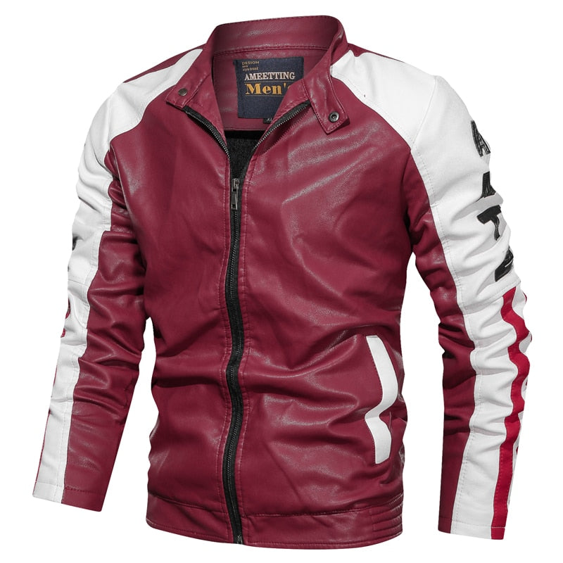 Men's Motorcycle Leather Jacket Biker Outwear