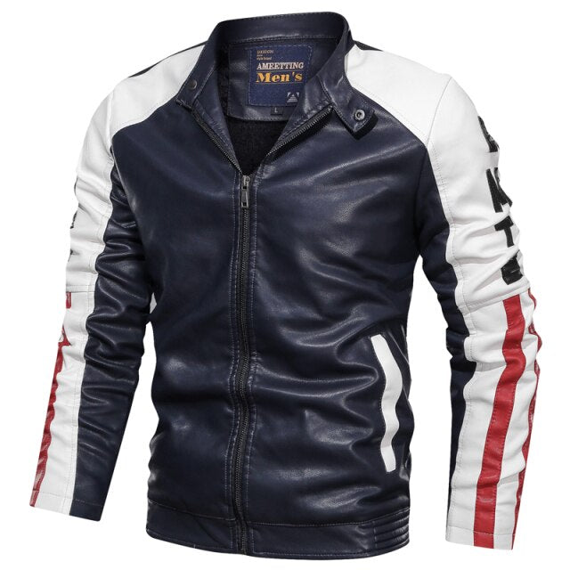 Men's Motorcycle Leather Jacket Biker Outwear