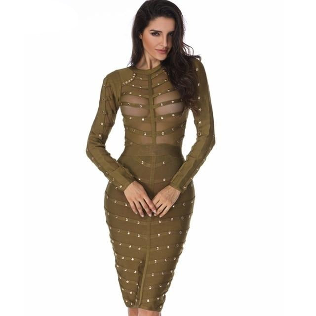 Sexy Mesh Bead Bodycon Club Dresses