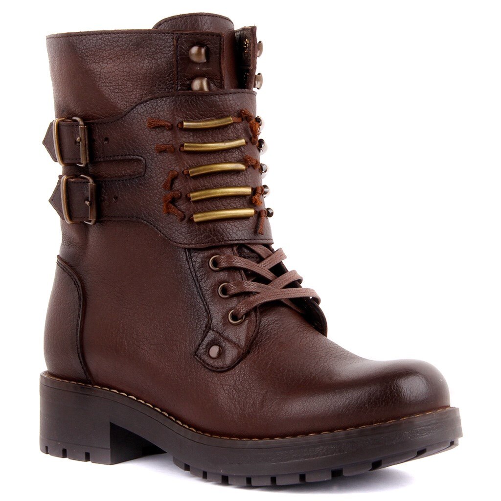 Red Coffee Leather Zipper Female Boots