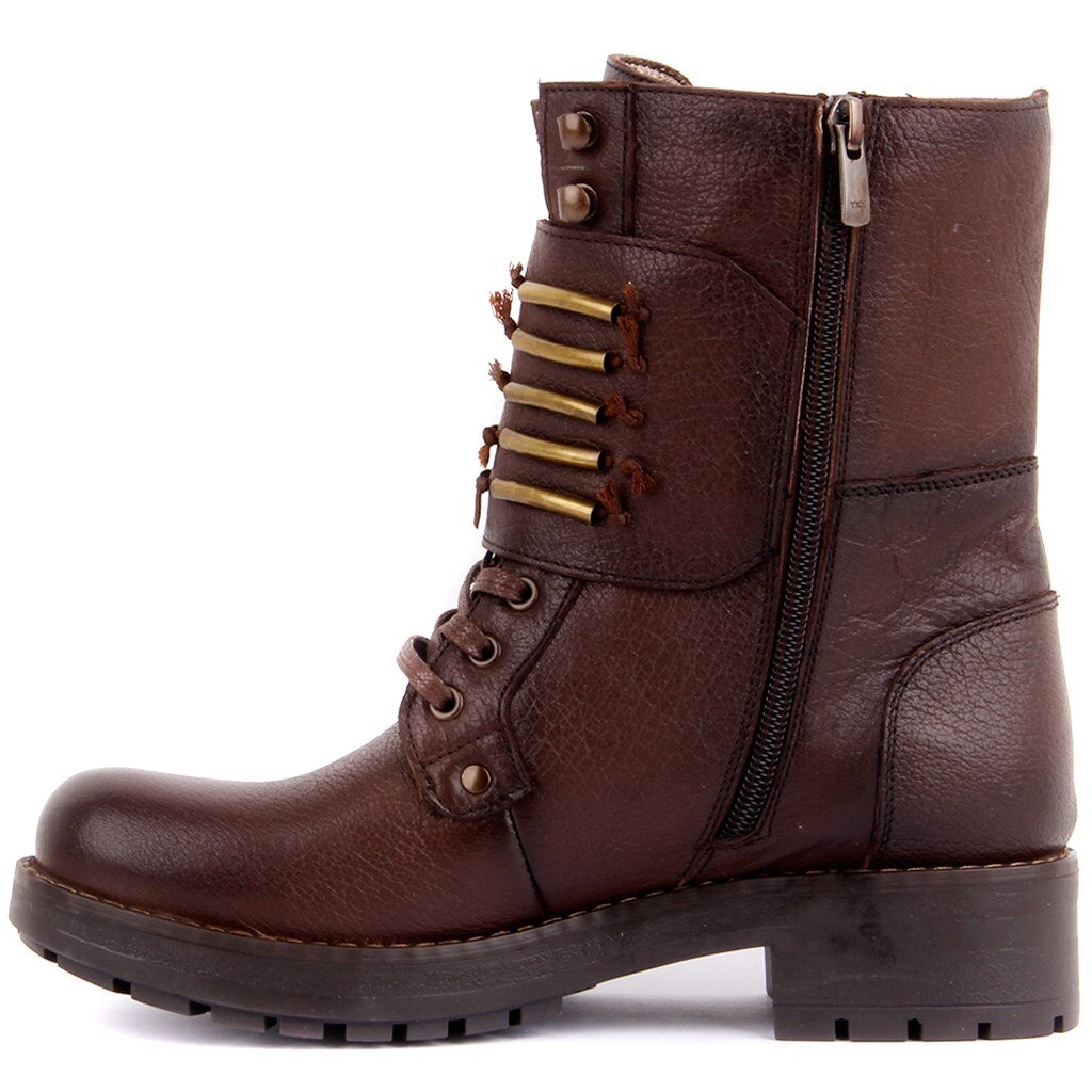 Red Coffee Leather Zipper Female Boots