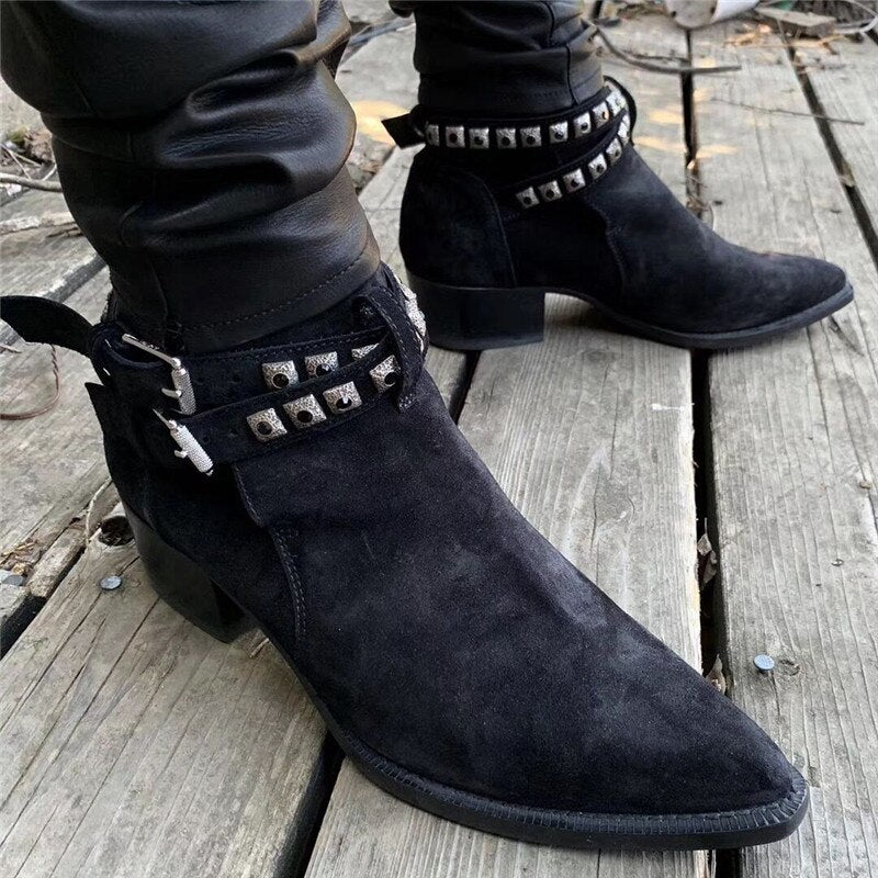 Strap  Leather men  motorcycles Boots