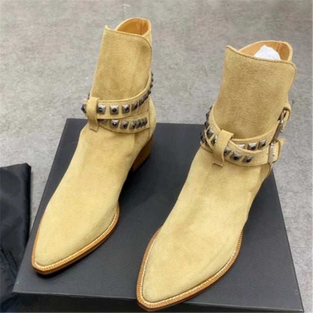 Strap  Leather men  motorcycles Boots