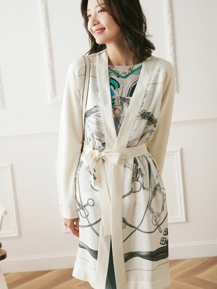 printed silk sweater knit jackets