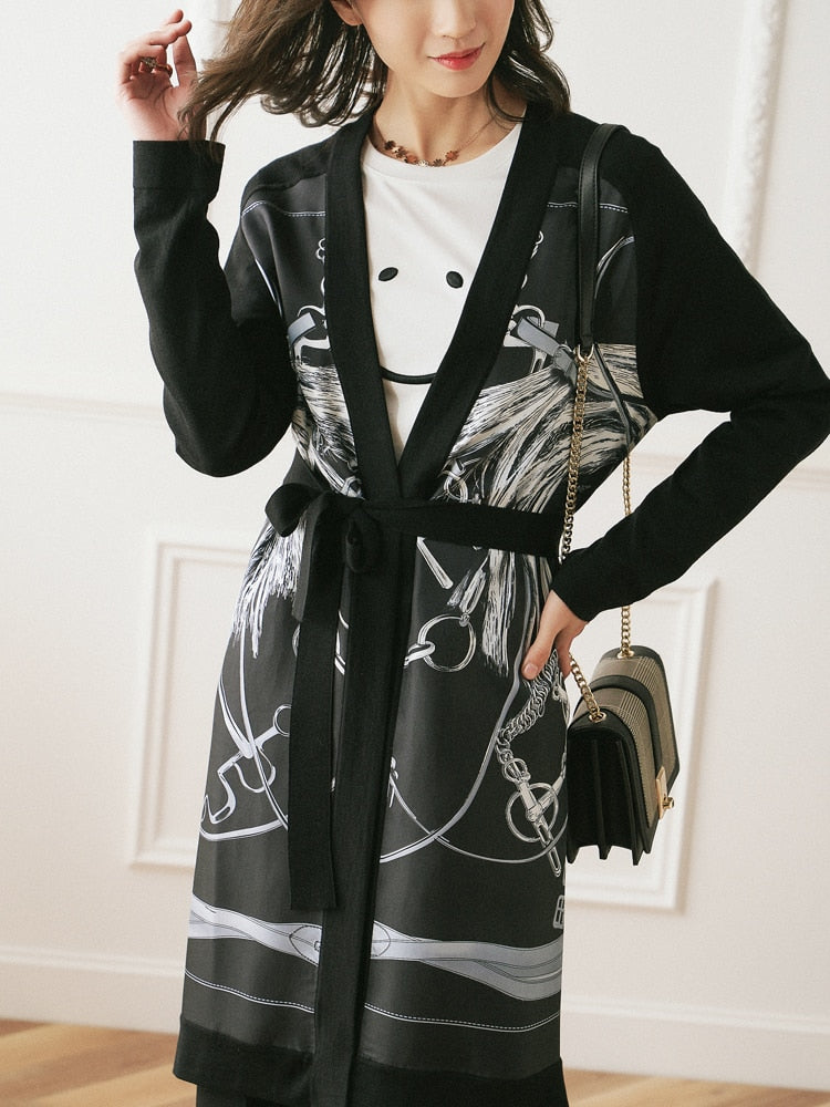 printed silk sweater knit jackets