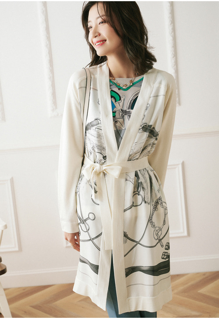 printed silk sweater knit jackets