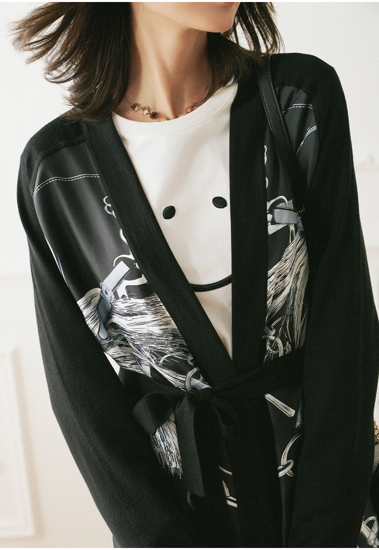 printed silk sweater knit jackets