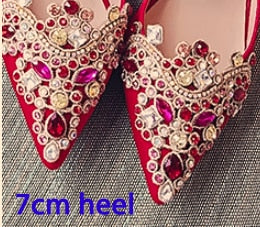 Wedding Shoes Women Pumps White Satin Princess Crystal