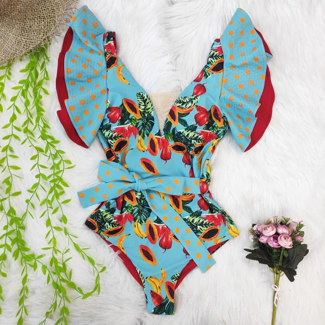 One Piece Swimsuit Print  Monokini - LiveTrendsX