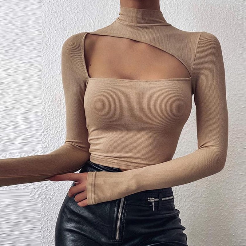 Sexy Off Shoulder Chain Strap Bodycon Blouse - LiveTrendsX