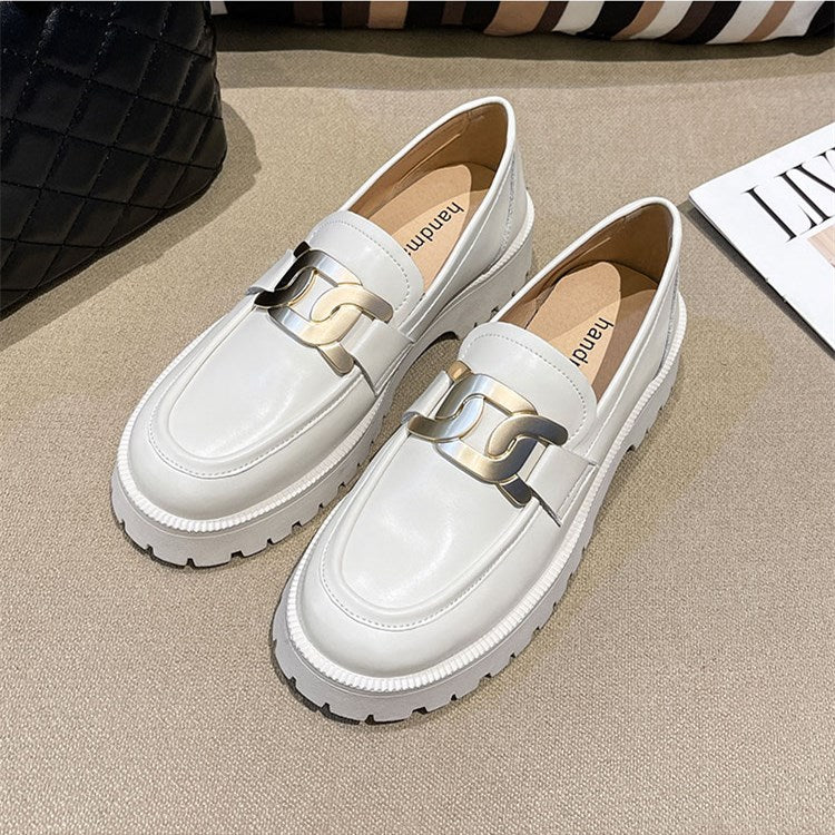 Thick-soled Ladies Sneakers Genuine Leather