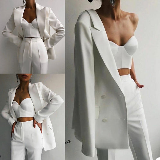 Elegant Peaked Lapel Blazer 2 Pieces ( Jacket + Pants )