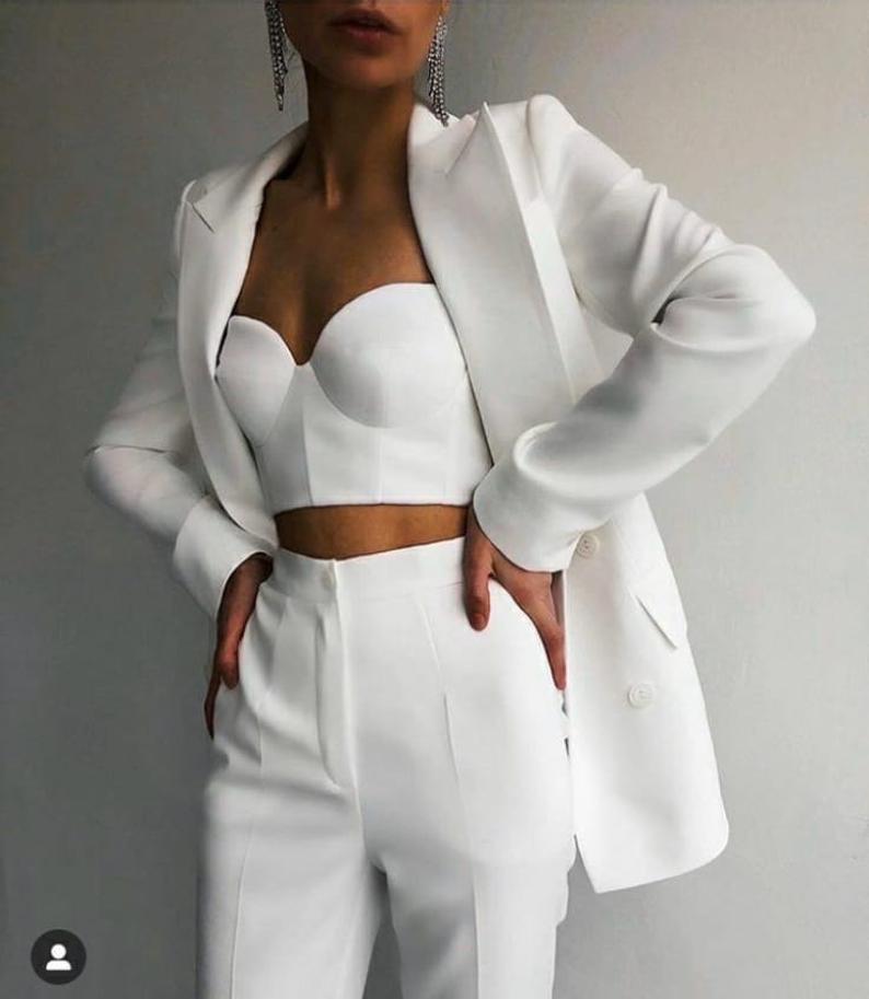 Elegant Peaked Lapel Blazer 2 Pieces ( Jacket + Pants )