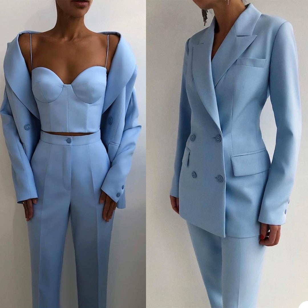 Elegant Peaked Lapel Blazer 2 Pieces ( Jacket + Pants )