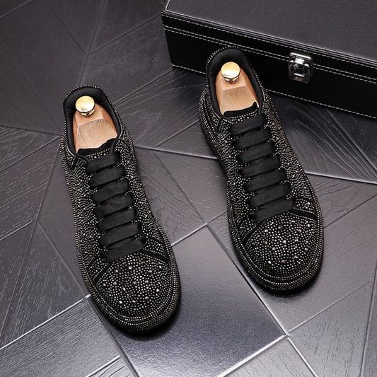 Male Thick Bottom Rock Hip Hop Crystal Sneakers