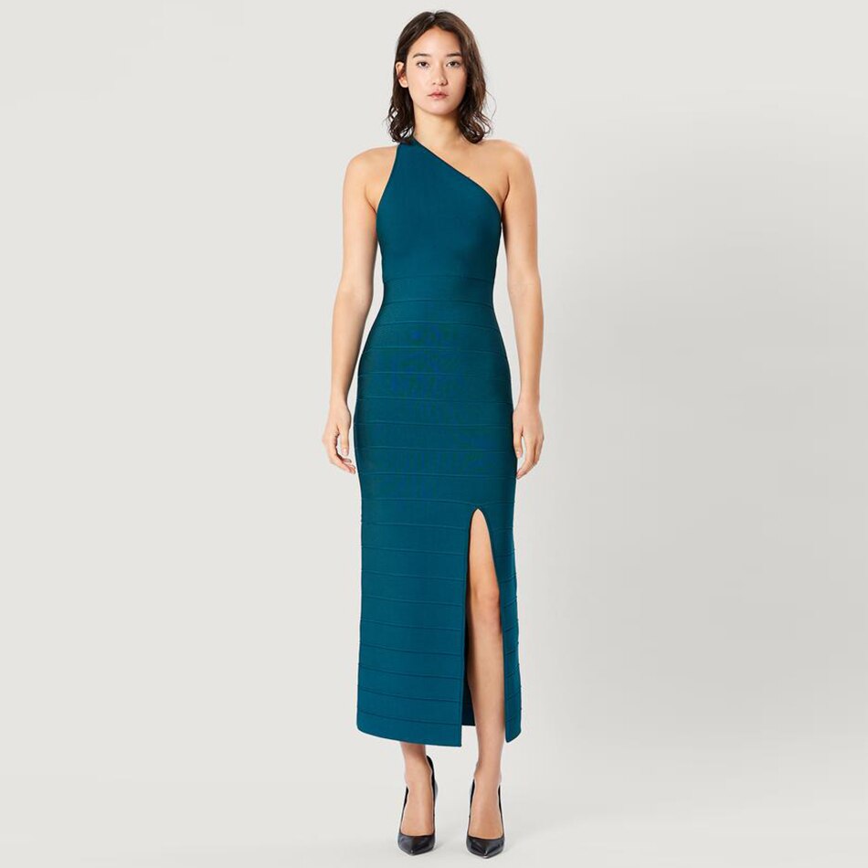 Women Green One Shoulder Bodycon Dress - LiveTrendsX