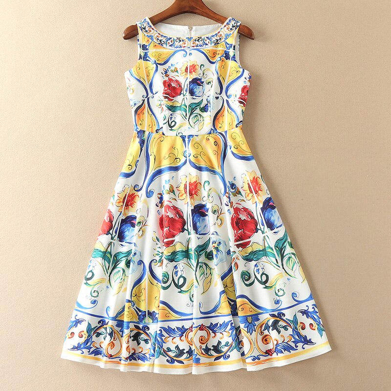 High Quality Beach Printed Vest Dress