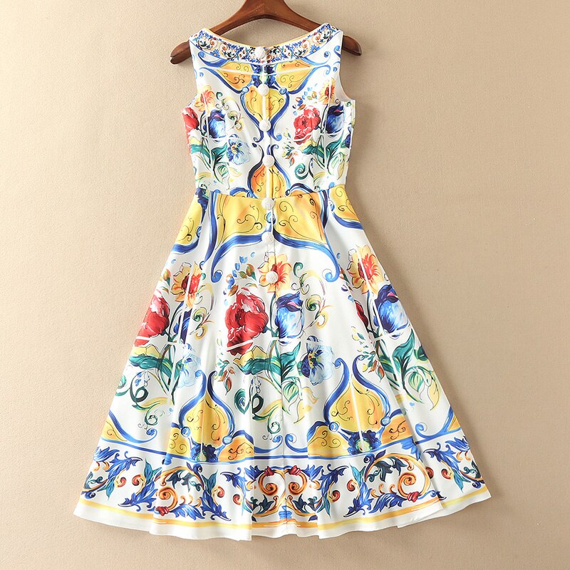 High Quality Beach Printed Vest Dress