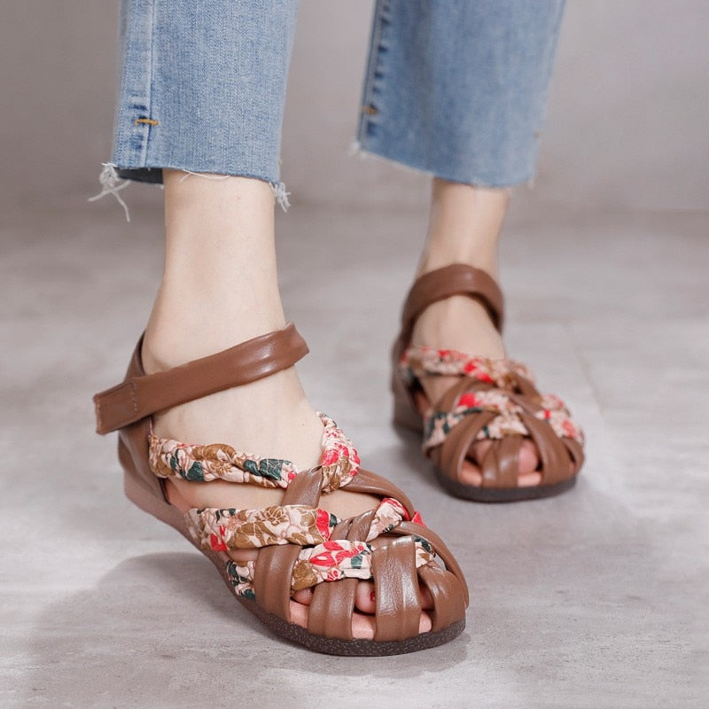 Retro Sewing Casual Flat With Ladies Sandals