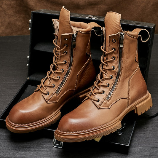 England Style Men High Top Genuine Leather Boots