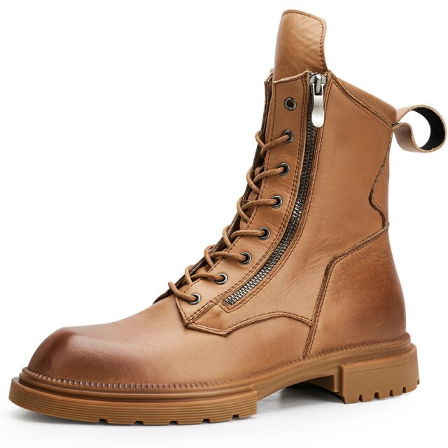 England Style Men High Top Genuine Leather Boots