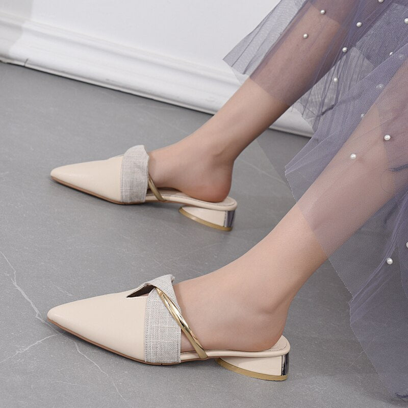 Sexy Pointed-Toe Ladies Slippers Slip