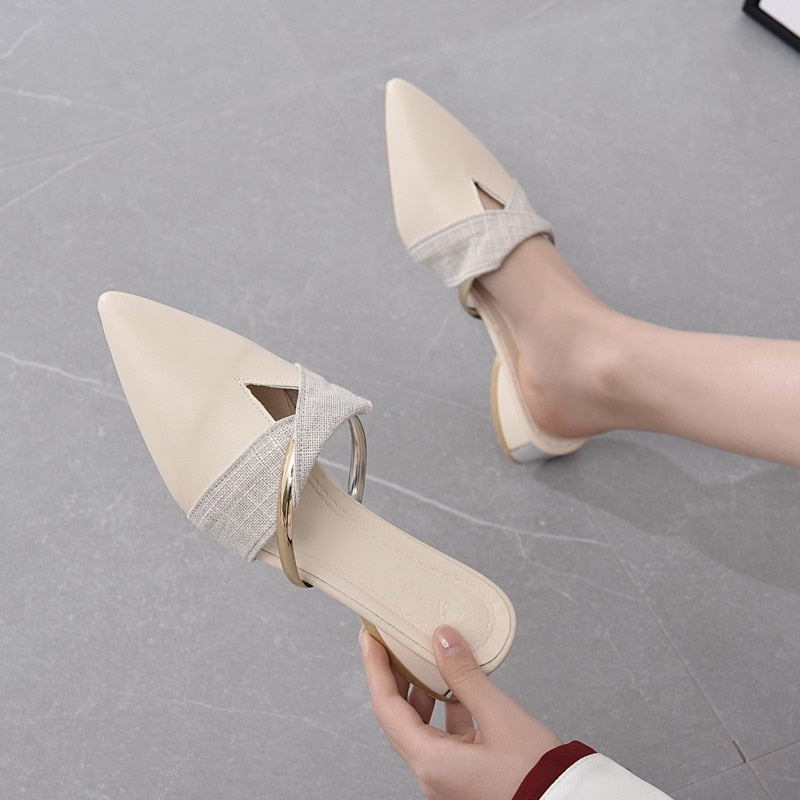 Sexy Pointed-Toe Ladies Slippers Slip