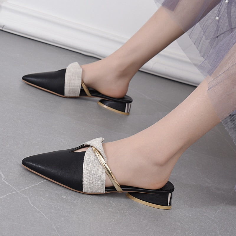 Sexy Pointed-Toe Ladies Slippers Slip