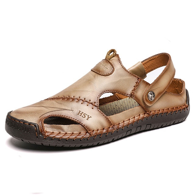 sandals men leather classic Roman slippers