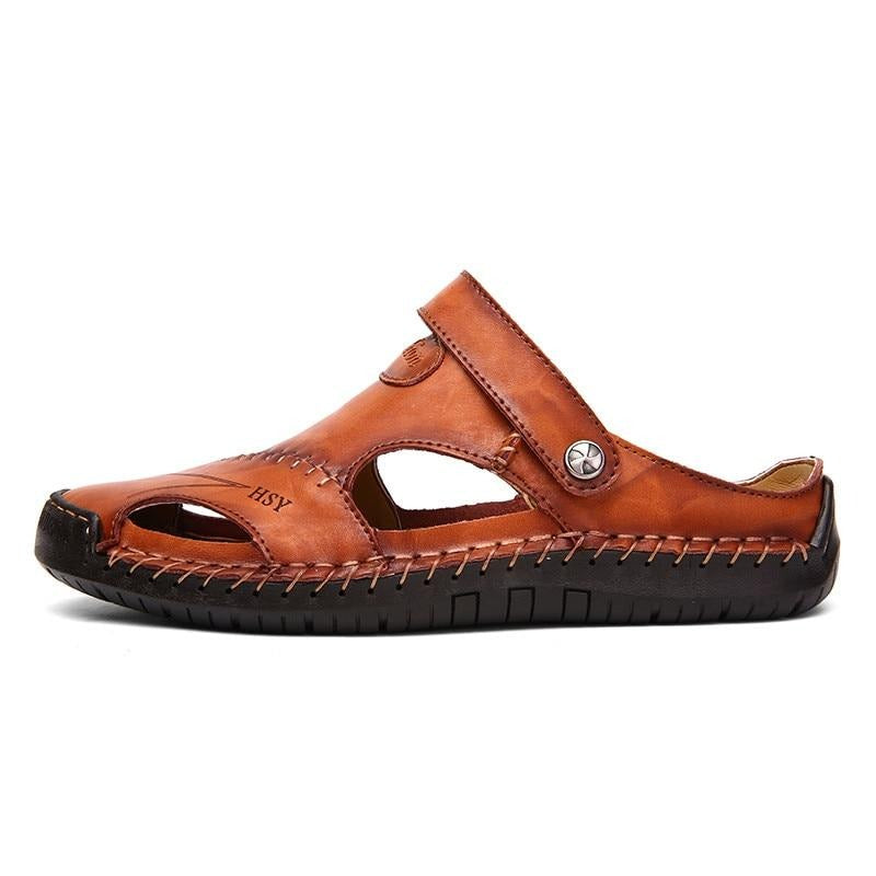 sandals men leather classic Roman slippers