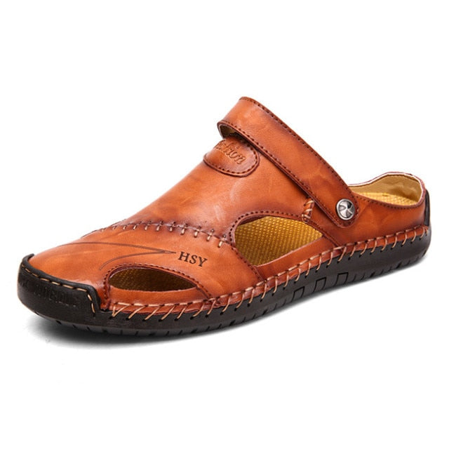 sandals men leather classic Roman slippers