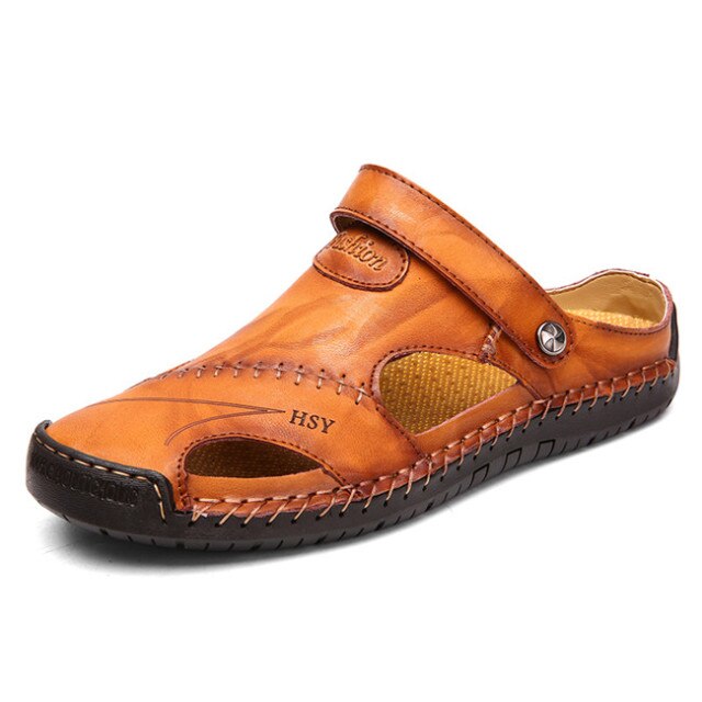 sandals men leather classic Roman slippers