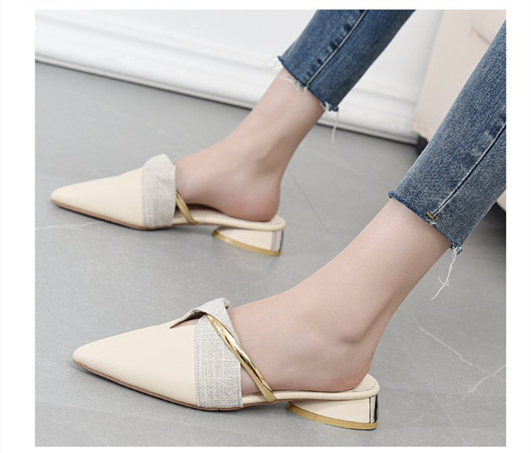 Sexy Pointed-Toe Ladies Slippers Slip