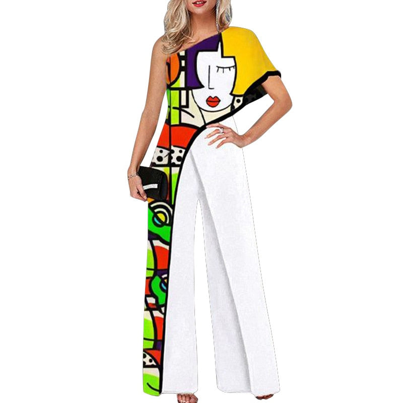 Women Graffiti Print Jumpsuits Fashion