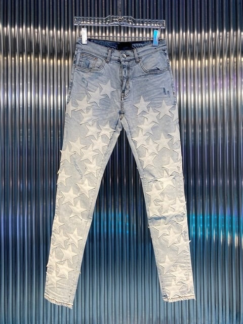 street star leather fight leather hole wash jeans